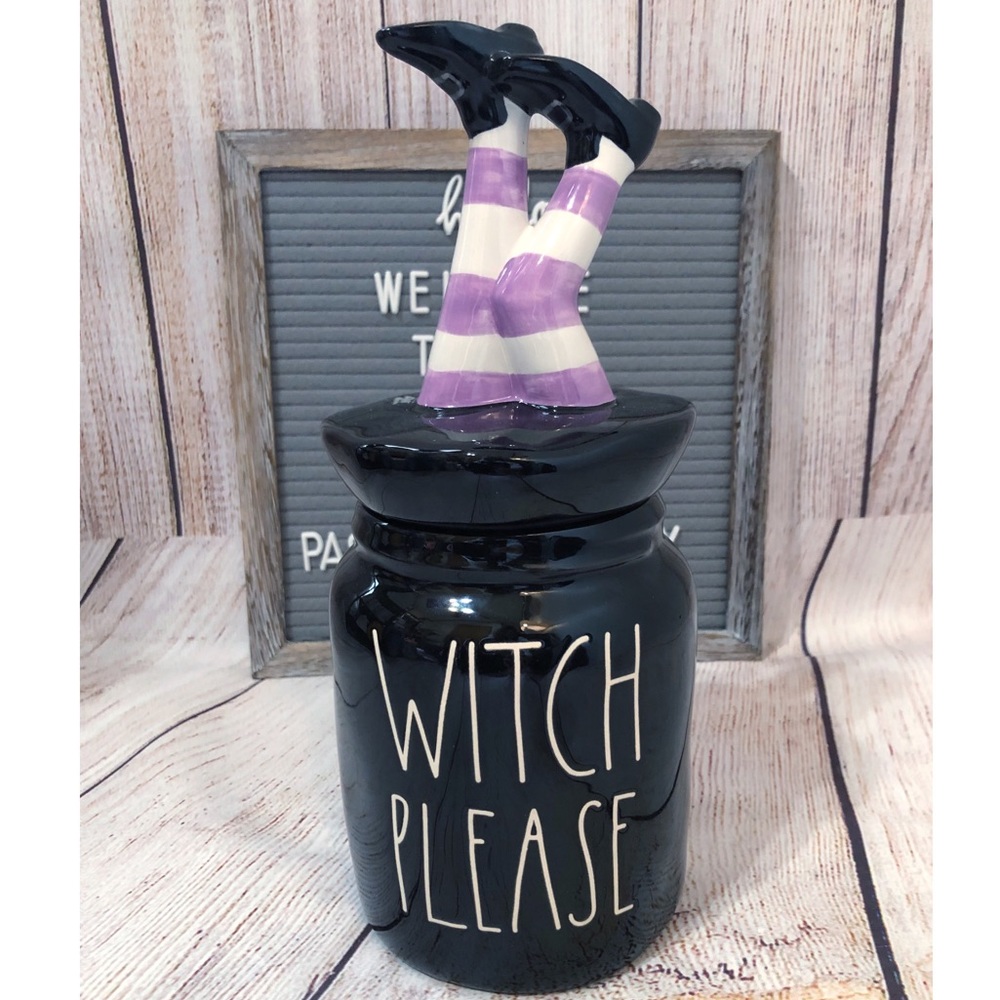 RAE DUNN WITCH PLEASE Canister w/ Legs Topper NIB